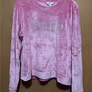 Juicy Couture Pink Velour Top with Rhinestone Detail